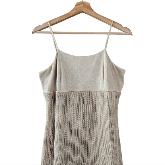 Reggio Neutral Gold Grometric Y2K Maxi Dress womens size 6 - Picture 3 of 7